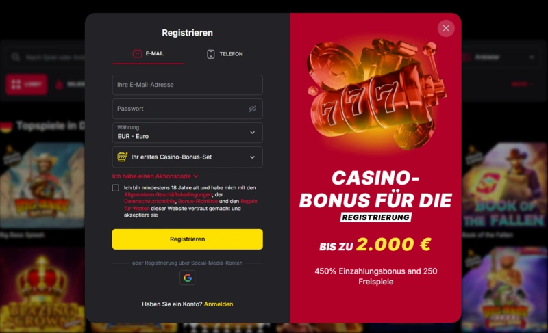 vulkanspiele login page