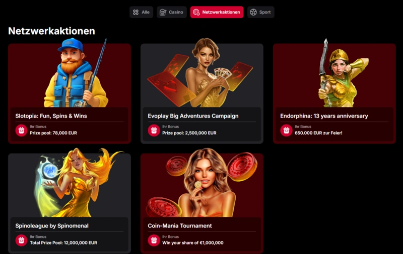 vulkanspiele network bonuses page